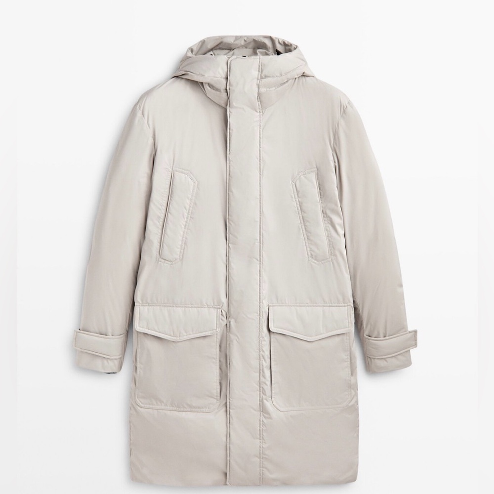 Massimo Dutti Down Puffer Jacket: sandstone Waterproof /Warm: Mens M or W XL